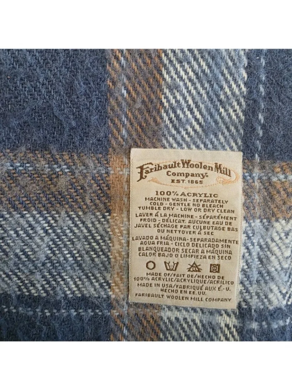 Vintage Faribo Faribault Woolen Mills Acrylic Blanket Throw Plaid Tartan 55 x 45